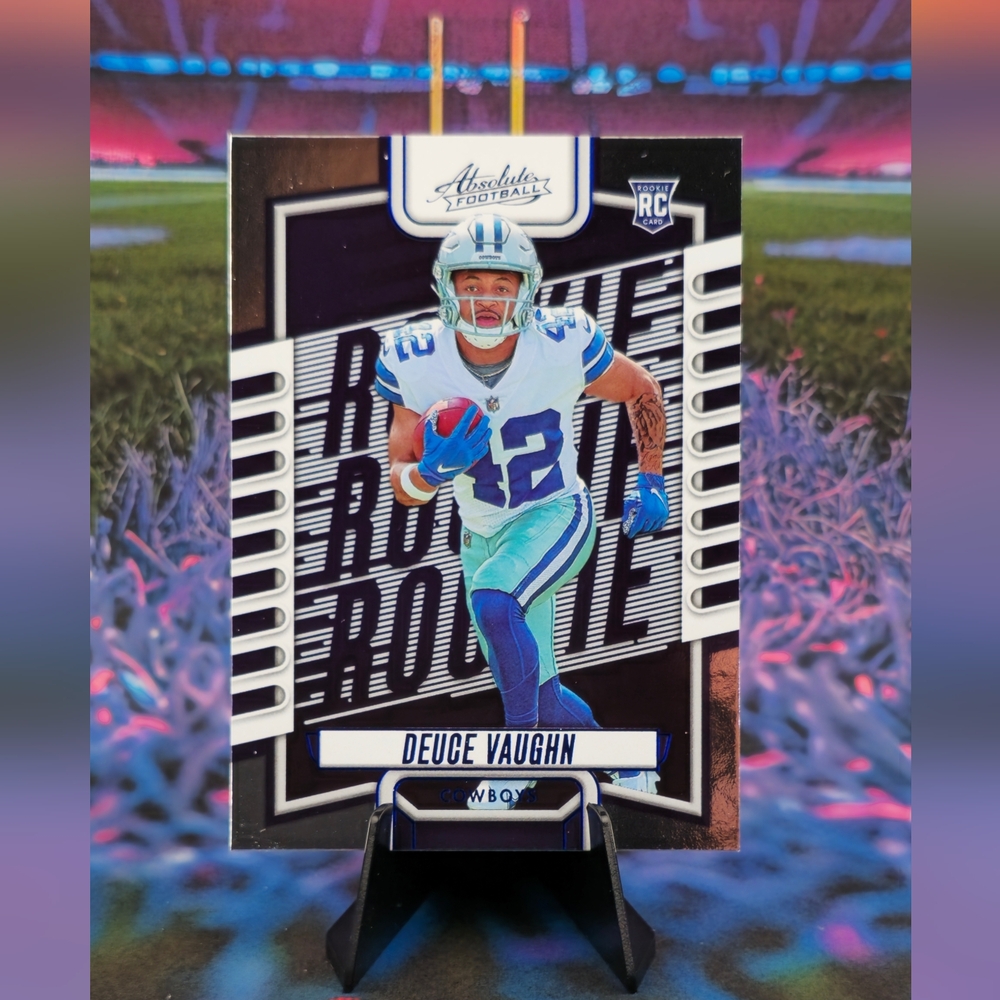 2023 Panini Absolute Blue Foil Football Card RC Deuce Vaughn Dallas Cowboys
